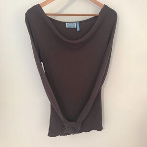 Survival thermal scoop cowl neck long sleeved top Small